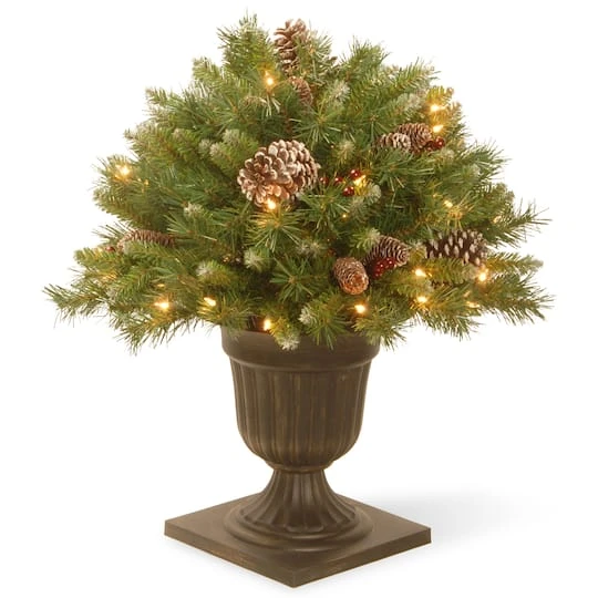 24" Pre-Lit Frosted Berry Artificial Christmas Porch Bush, Clear Lights 1 24" Pre-Lit Frosted Berry Artificial Christmas Porch Bush, Clear Lights