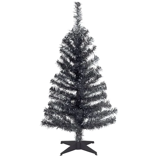 3ft. Unlit Black Tinsel Artificial Christmas Tree 2 3ft. Unlit Black Tinsel Artificial Christmas Tree - Image 2
