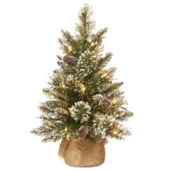2ft. Pre-lit Glittery BristleĀ® Pine & Burlap Artificial Christmas Tree, Warm White LED Lights