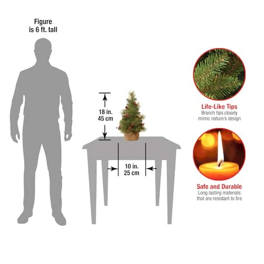 18" Unlit Everyday Collection Miniature Pinecone & Berry Artificial Christmas Tree In Burlap Base 5 18" Unlit Everyday Collection Miniature Pinecone & Berry Artificial Christmas Tree In Burlap Base - Image 5