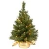 24" Pre-Lit Majestic Fir Tree In Gold Cloth Bag, Clear Lights