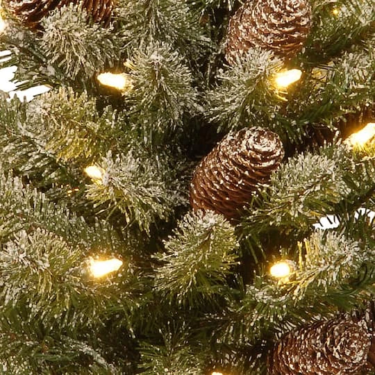 2ft. Snowy Concolor Fir Small Artificial Christmas Tree In Burlap With Snowy Cones, Warm White LED Lights 4 2ft. Snowy Concolor Fir Small Artificial Christmas Tree In Burlap With Snowy Cones, Warm White LED Lights - Image 4