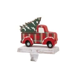 Glitzhome® 6" Red Truck & Tree Stocking Holder 11 Glitzhome® 6" Red Truck & Tree Stocking Holder -Northlight Decor Store D231676S 4