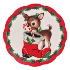 Christmas Vintage Scalloped Plates Set 13 Christmas Vintage Scalloped Plates Set -Northlight Decor Store D250179S 5