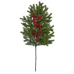 34" Pine & Berries Artificial Hanging Plant Set