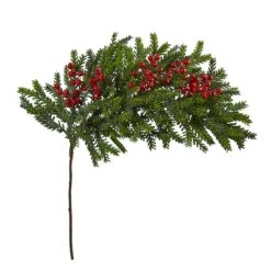 34" Pine & Berries Artificial Hanging Plant Set -Northlight Decor Store D251223S 3