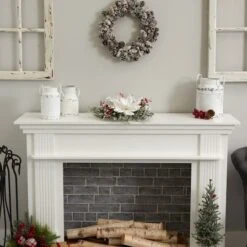 17" Frosted Magnolia & Berry Artificial Arrangement Candelabrum 13 17" Frosted Magnolia & Berry Artificial Arrangement Candelabrum -Northlight Decor Store D251229S 16