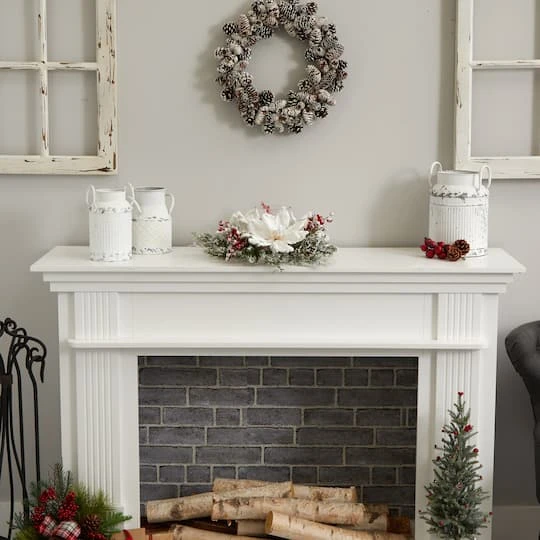 17" Frosted Magnolia & Berry Artificial Arrangement Candelabrum 7 17" Frosted Magnolia & Berry Artificial Arrangement Candelabrum - Image 7