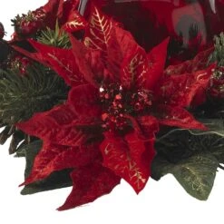 13" Poinsettia & Berry Candelabrum Artificial Arrangement 10 13" Poinsettia & Berry Candelabrum Artificial Arrangement -Northlight Decor Store D251239S 13