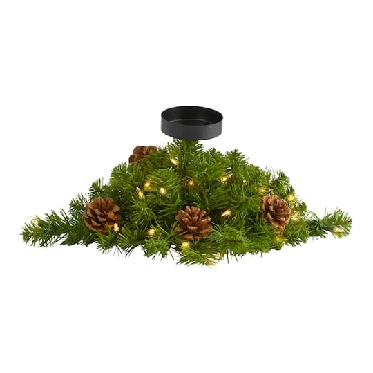 16” Christmas Pine Candelabrum & Pinecones With Lights 2 16” Christmas Pine Candelabrum & Pinecones With Lights - Image 2