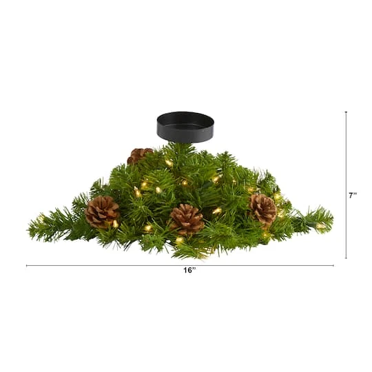 16” Christmas Pine Candelabrum & Pinecones With Lights 3 16” Christmas Pine Candelabrum & Pinecones With Lights - Image 3