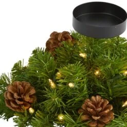16” Christmas Pine Candelabrum & Pinecones With Lights 9 16” Christmas Pine Candelabrum & Pinecones With Lights -Northlight Decor Store D251240S 3