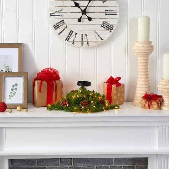 16” Christmas Pine Candelabrum & Pinecones With Lights 5 16” Christmas Pine Candelabrum & Pinecones With Lights - Image 5