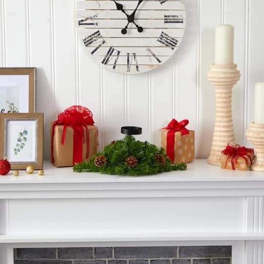 16” Christmas Pine Candelabrum & Pinecones With Lights 6 16” Christmas Pine Candelabrum & Pinecones With Lights - Image 6