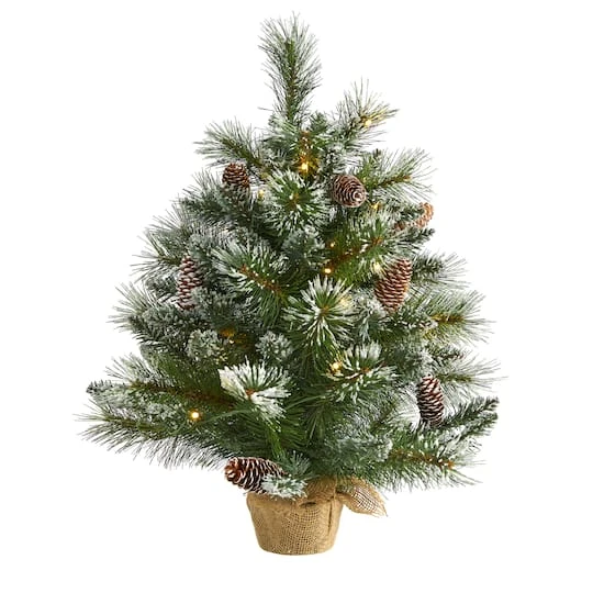 2ft. Pre-Lit Frosted Pine Artificial Christmas Tree With Pinecones, Clear LED Lights 1 2ft. Pre-Lit Frosted Pine Artificial Christmas Tree With Pinecones, Clear LED Lights