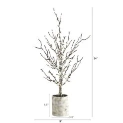 24" Unlit Snowed Twig Artificial Christmas Tree In Decorative Planter -Northlight Decor Store D251275S 2