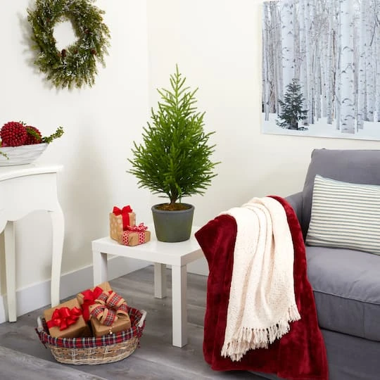 3ft. Unlit Norfolk Island Pine Artificial Potted Christmas Tree 5 3ft. Unlit Norfolk Island Pine Artificial Potted Christmas Tree - Image 5