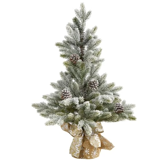 2.5ft. Unlit Flocked Artificial Christmas Tree With Pinecones 2 2.5ft. Unlit Flocked Artificial Christmas Tree With Pinecones - Image 2