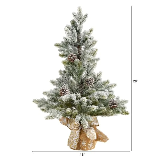 2.5ft. Unlit Flocked Artificial Christmas Tree With Pinecones 3 2.5ft. Unlit Flocked Artificial Christmas Tree With Pinecones - Image 3