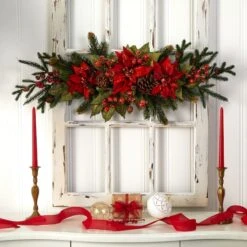 3ft. Red Poinsettia & Berry Centerpiece -Northlight Decor Store D252167S 14