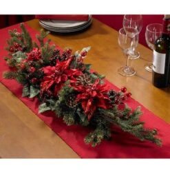 3ft. Red Poinsettia & Berry Centerpiece -Northlight Decor Store D252167S 16