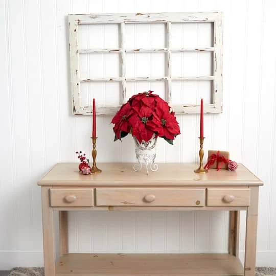 21" Potted Poinsettia With White Metal Planter 6 21" Potted Poinsettia With White Metal Planter - Image 6