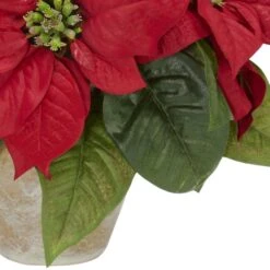 13" Potted Poinsettia With Ceramic Vase -Northlight Decor Store D252178S 13