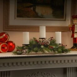 2.5ft. Frosted Berry Candle Holder Centerpiece -Northlight Decor Store D252567S 2