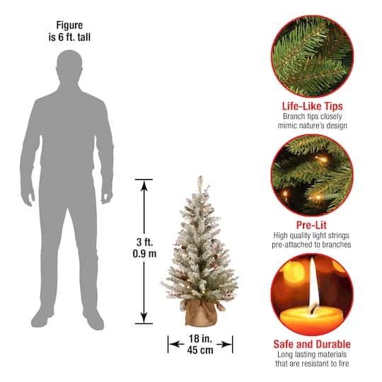 3ft. Pre-Lit Dunhill® Fir Artificial Christmas Tree, Warm White LED Lights 5 3ft. Pre-Lit Dunhill® Fir Artificial Christmas Tree, Warm White LED Lights - Image 5