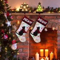 Glitzhome® 21" LED Cat Christmas Stockings, 2ct. -Northlight Decor Store D252863S 2