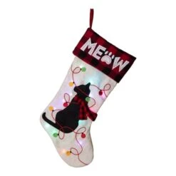 Glitzhome® 21" LED Cat Christmas Stockings, 2ct. -Northlight Decor Store D252863S 3