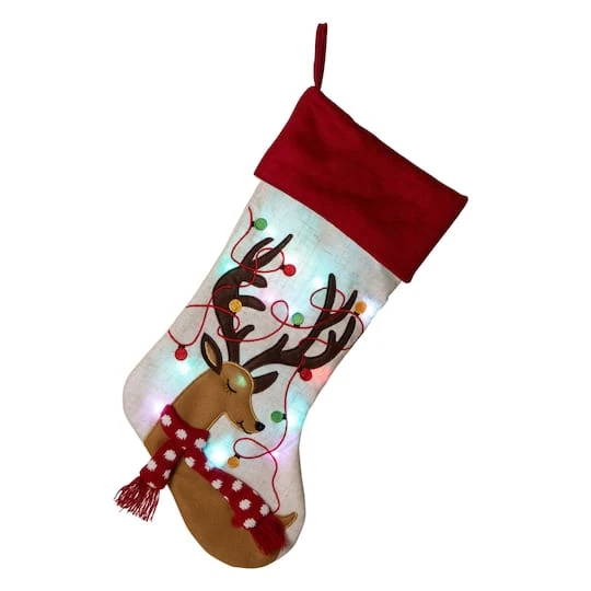 Glitzhome® LED Reindeer Stockings & Tree Skirt Set 4 Glitzhome® LED Reindeer Stockings & Tree Skirt Set - Image 4
