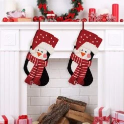Glitzhome® 19" Penguin Christmas Stockings, 2ct. -Northlight Decor Store D252867S 2