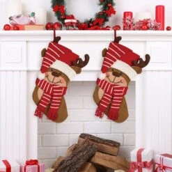 Glitzhome® 19" Reindeer Stockings, 2ct. -Northlight Decor Store D252869S 2