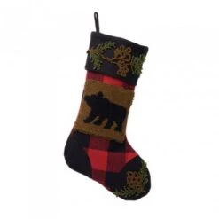 Glitzhome® 22" Red & Black Plaid Bear Stockings, 2ct. -Northlight Decor Store D252879S 4