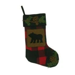 Glitzhome® 22" Red & Black Plaid Bear Stockings, 2ct. -Northlight Decor Store D252879S 5