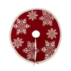 Glitzhome® Red Snowflake Tree Skirt & Stockings Set -Northlight Decor Store D252885S 4