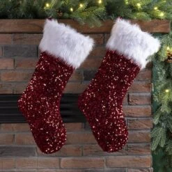 Glitzhome® 21" Red Sequin Christmas Stocking, 2ct. 11 Glitzhome® 21" Red Sequin Christmas Stocking, 2ct. -Northlight Decor Store D252910S 2