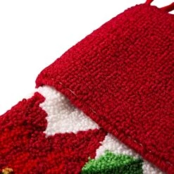 Glitzhome® 21" Poinsettia Hooked Stocking 11 Glitzhome® 21" Poinsettia Hooked Stocking -Northlight Decor Store D252944S 4