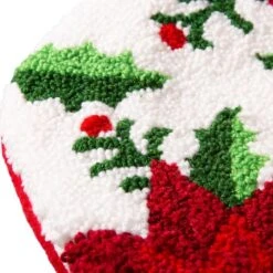 Glitzhome® 21" Poinsettia Hooked Stocking 13 Glitzhome® 21" Poinsettia Hooked Stocking -Northlight Decor Store D252944S 6