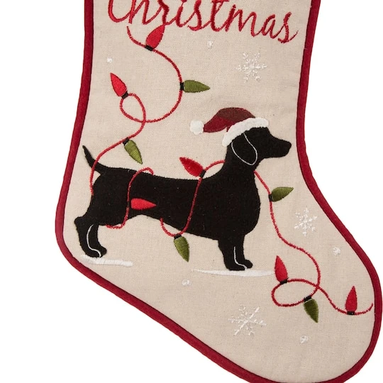 Glitzhome® 21" Dachshund Fabric Christmas Stocking 7 Glitzhome® 21" Dachshund Fabric Christmas Stocking - Image 7