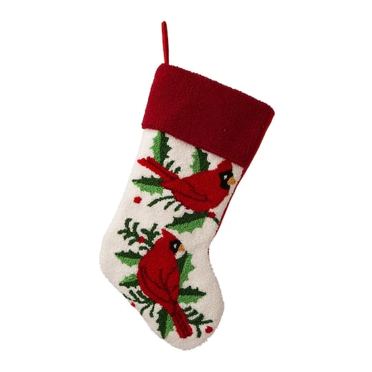 Glitzhome® 21" Cardinal Hooked Stocking 2 Glitzhome® 21" Cardinal Hooked Stocking - Image 2