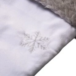 Glitzhome® 21" White Fleece With Christmas Tree & Snowflake Stocking 15 Glitzhome® 21" White Fleece With Christmas Tree & Snowflake Stocking -Northlight Decor Store D252959S 7