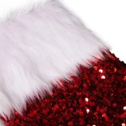 Glitzhome® 21" Red Sequin Christmas Stocking 12 Glitzhome® 21" Red Sequin Christmas Stocking -Northlight Decor Store D252961S 3