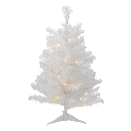 Northlight 2ft. Pre-Lit White Medium Artificial Christmas Tree, Clear LED Lights 1 Northlight 2ft. Pre-Lit White Medium Artificial Christmas Tree, Clear LED Lights