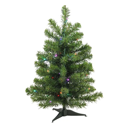 Northlight 24" Pre-Lit Canadian Pine Artificial Christmas Tree, Multicolor Lights 1 Northlight 24" Pre-Lit Canadian Pine Artificial Christmas Tree, Multicolor Lights