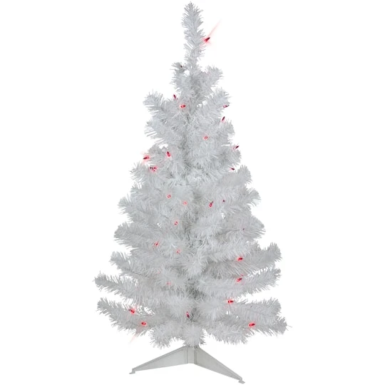 Northlight 3ft. Pre-Lit White Iridescent Pine Artificial Christmas Tree, Pink Lights 4 Northlight 3ft. Pre-Lit White Iridescent Pine Artificial Christmas Tree, Pink Lights - Image 4