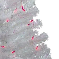 Northlight 3ft. Pre-Lit White Iridescent Pine Artificial Christmas Tree, Pink Lights 11 Northlight 3ft. Pre-Lit White Iridescent Pine Artificial Christmas Tree, Pink Lights -Northlight Decor Store D253654S 2