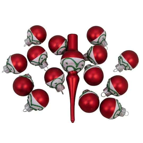 Northlight 15ct. Red Matte Frosted Tree Topper & Ball Ornaments 6 Northlight 15ct. Red Matte Frosted Tree Topper & Ball Ornaments - Image 6