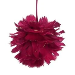 Northlight 5.5" Pink & Gold Glitter Tipped Feather Ball Ornament -Northlight Decor Store D253799S 11